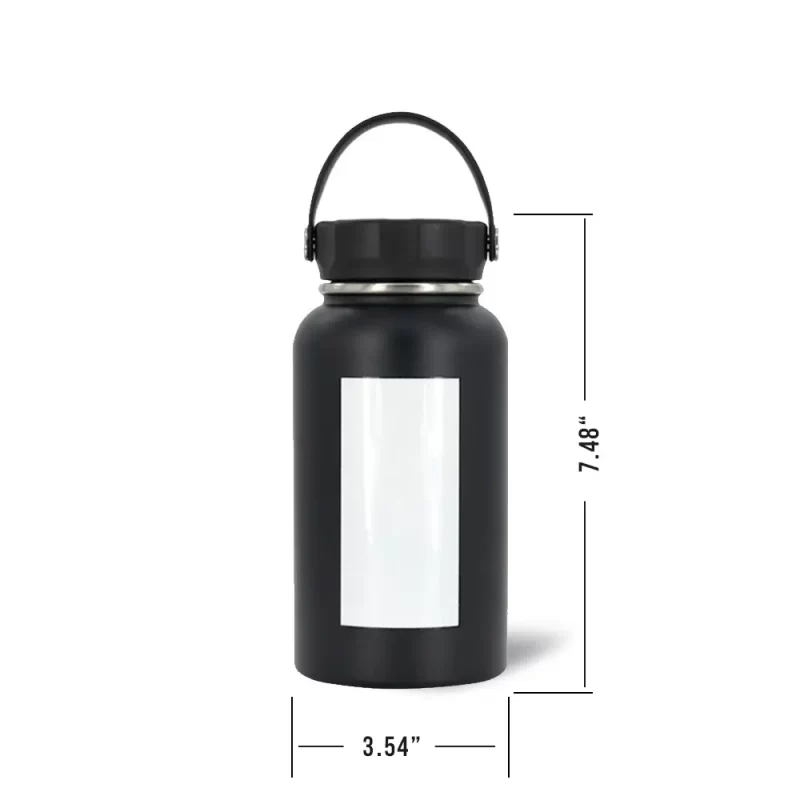 750 ml Sublimation Black Stainless Steel Powder Coated Water Bottle