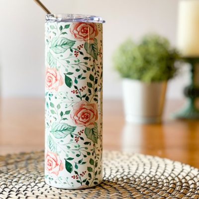 Stainless Steel Skinny Tumbler with Lid and Straw