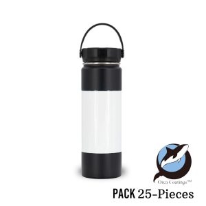 650 ml Sublimation Black Stainless Steel Powder Coated Water Bottle with White Patch