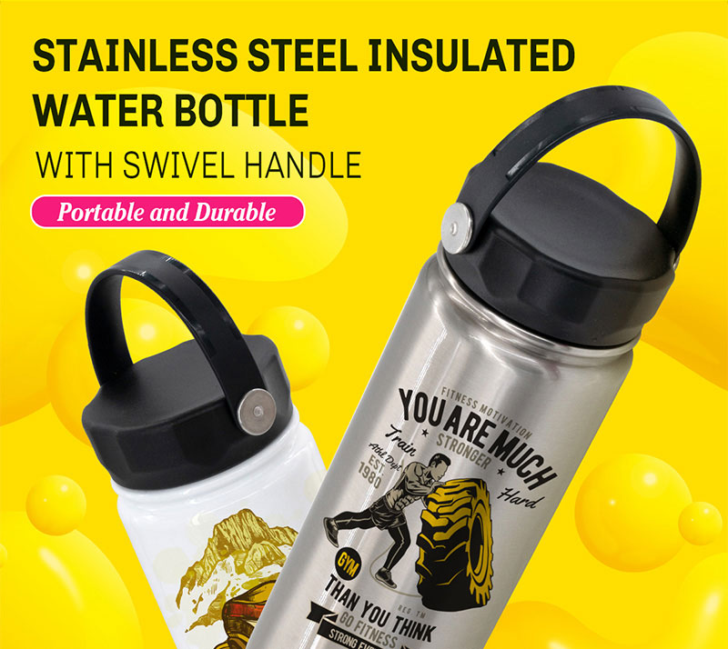 Stainless Steel Insulated Water Bottle with Swivel Handle