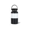 950 ml Sublimation Black Stainless Steel Powder Coated Water Bottle with White Patch