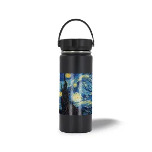 650ml Sublimation Black Stainless Steel Powder Coated Water Bottle with White Patch